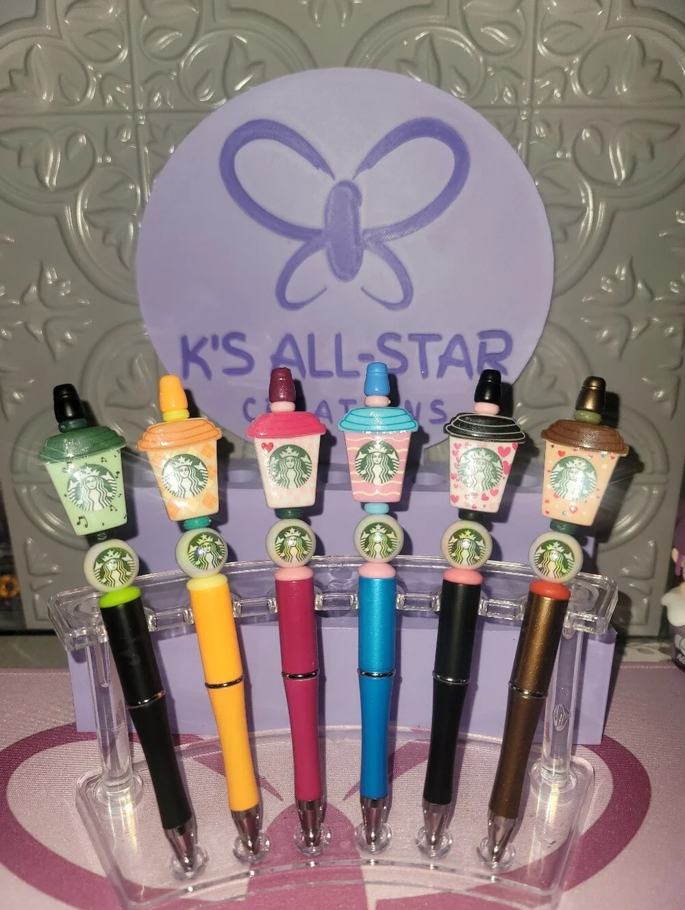NEW-Starbucks Red and White Holiday Reusable Cup w/SB inspired pen